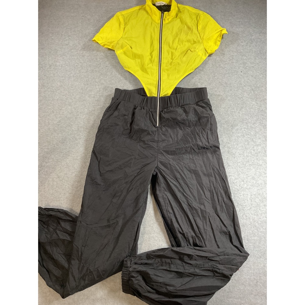 Cherry Mellow Yellow Black Cutout Zip Front Windbreaker Jumpsuit Small 1855